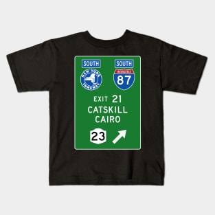 New York Thruway Southbound Exit 21: Catskill Cairo Route 23 Kids T-Shirt